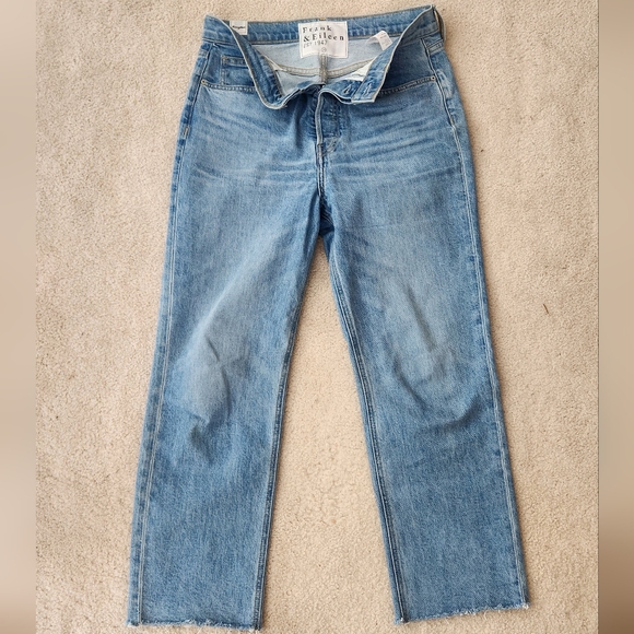 Frank & Eileen Denim - Frank & Eileen Monaghan Jean 1990 Wide Leg Raw Hem Italian Vintage Wash Sz 29